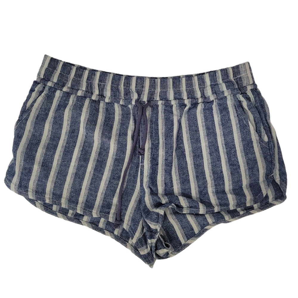 Rewash beachy shorts linen blend stripes Large drawstring elastic waist